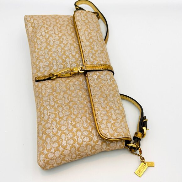 Coach Gold Metallic Signature Evening Bag No F3J - 6380 - Picture 2 of 14